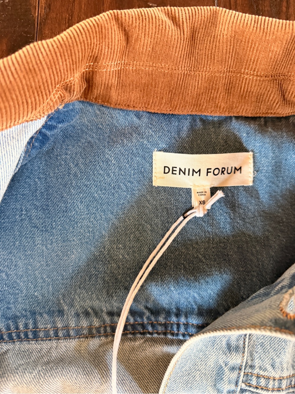 Aritzia Denim Jacket with Brown Corduroy Collar - Picture 5 of 10